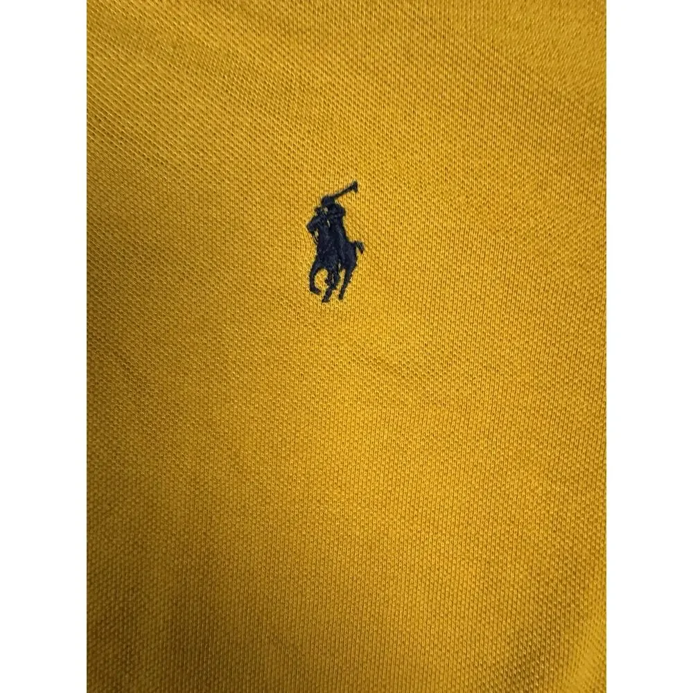 Ralph Lauren Men’s XL Mustard Gold Short Sleeve Polo Shirt Navy Pony Classic Fit